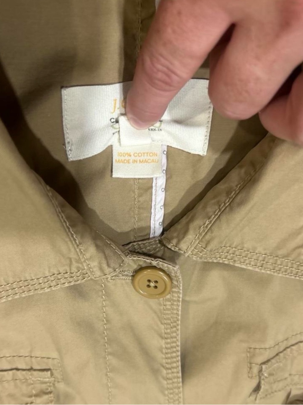 Khaki J.Crew Chino Utility Belted Jacket Cotton Cargo Capsule Military Coat L - Picture 4 of 8